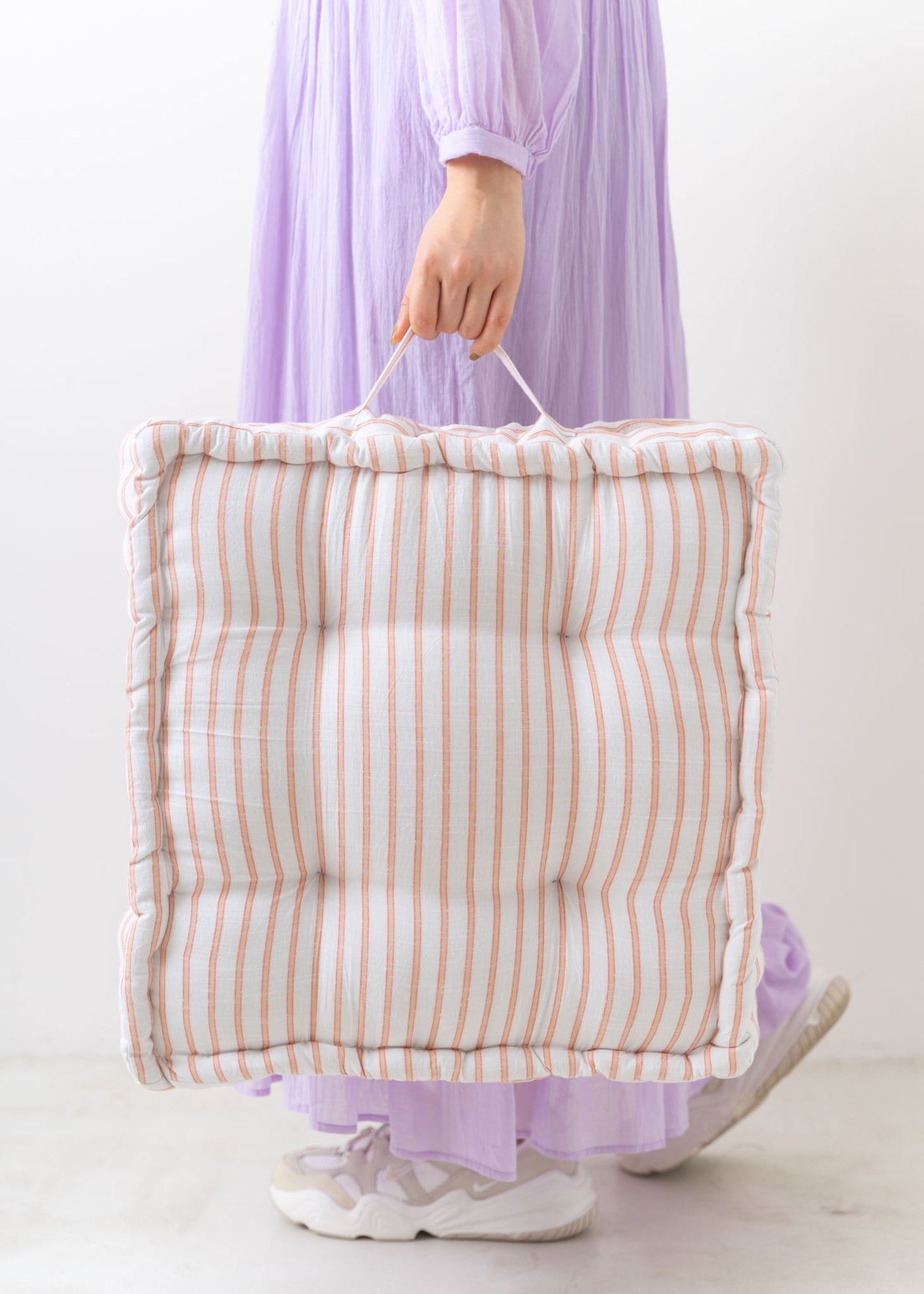Cotton Stripe Seat Cushion With Handle