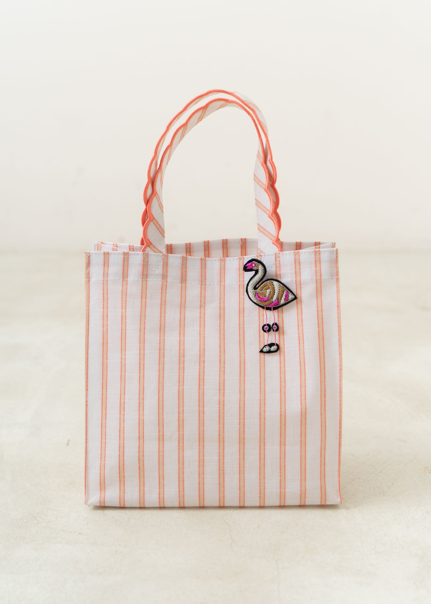 【5/10 10時発売】Cotton Slub Stripe Tote Bag With Charm