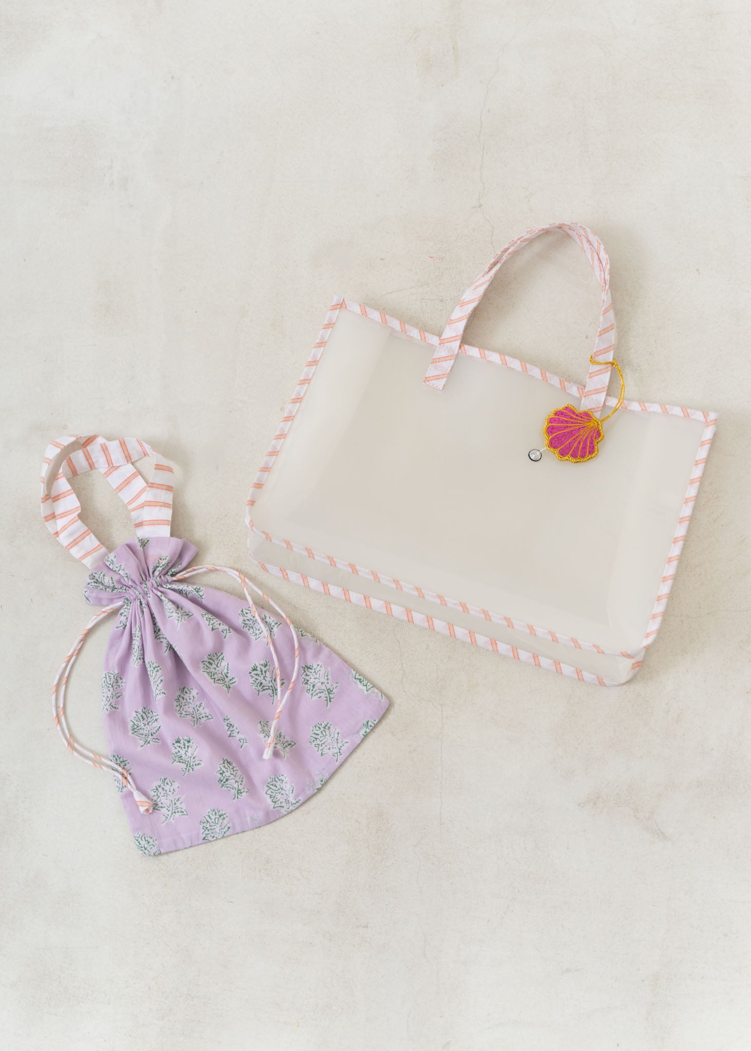 PVC Tote Bag With Drawstring Bag And Charm | Pasand by ne Quittez 