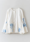 Cotton Linen Plants Embroidery Long Sleeve Blouse