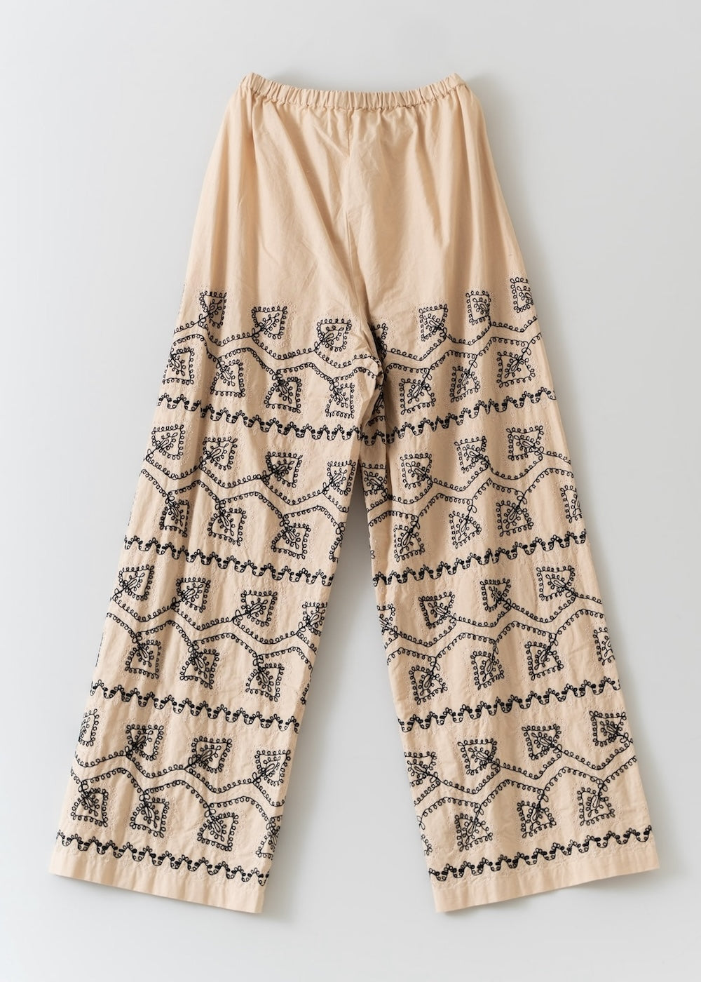 Cotton Linen Star Aari Embroidery Wide Pants