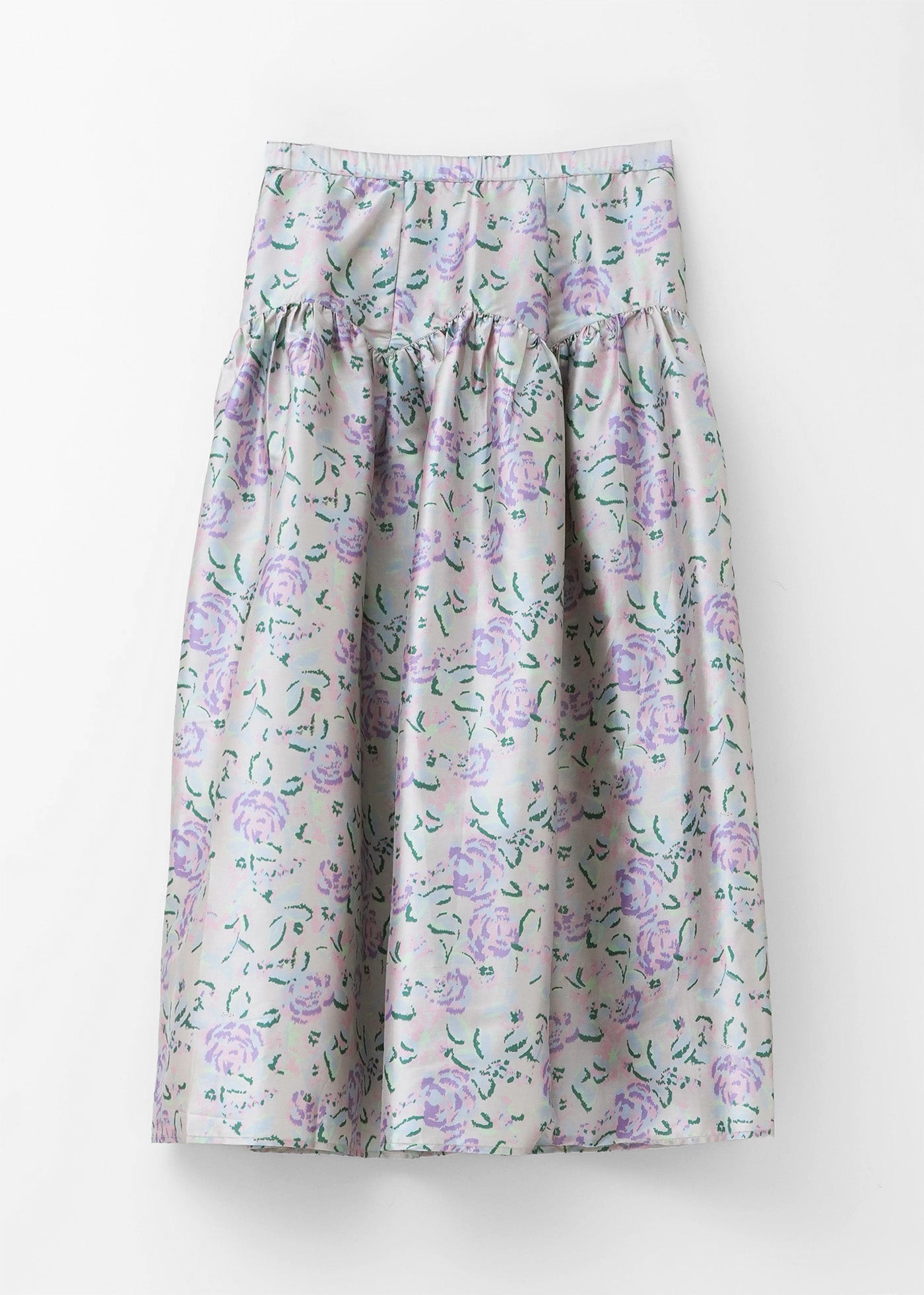 Poly Dupion Flower Print Skirt