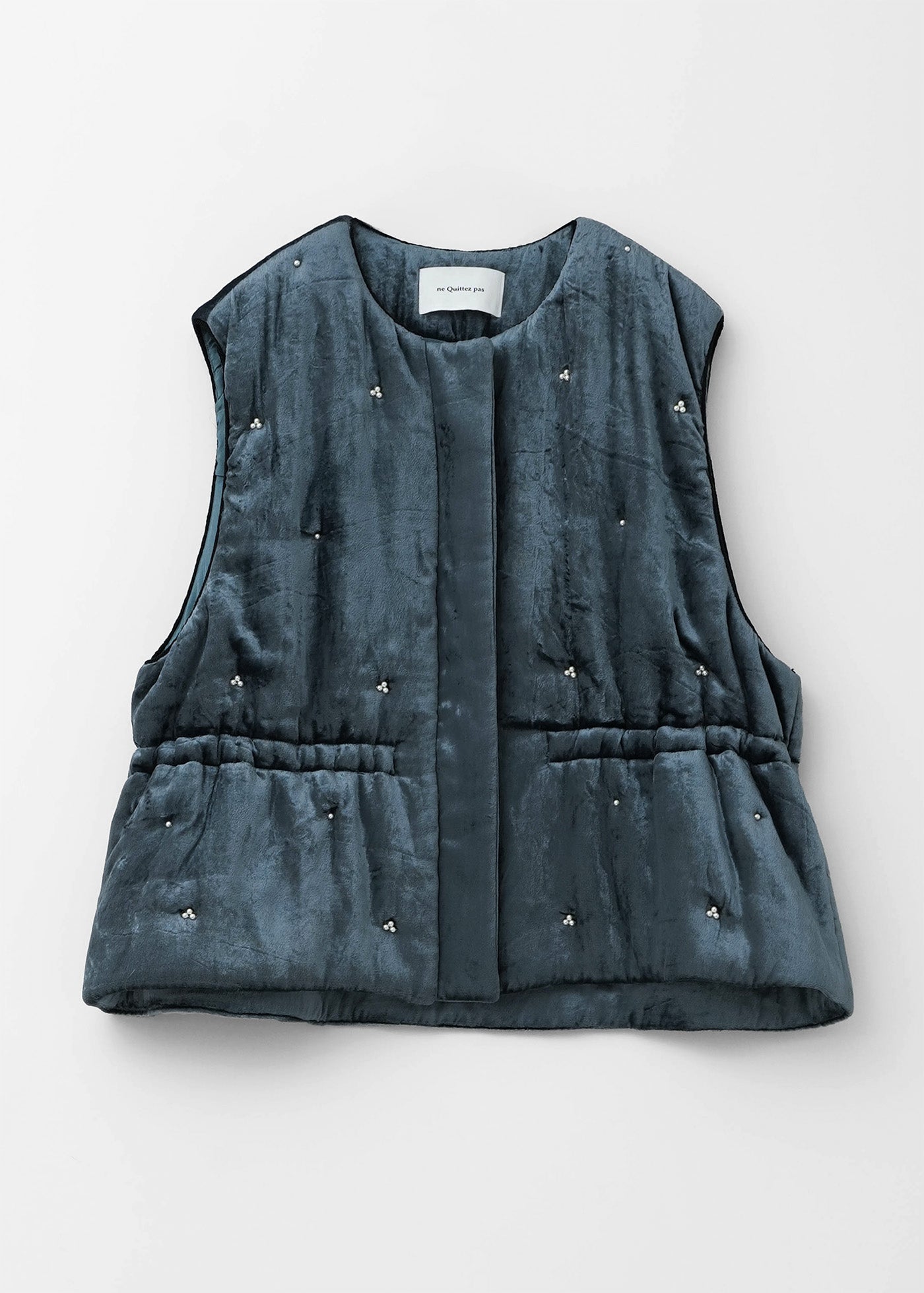 Crushed Velvet Pearl Beads Vest