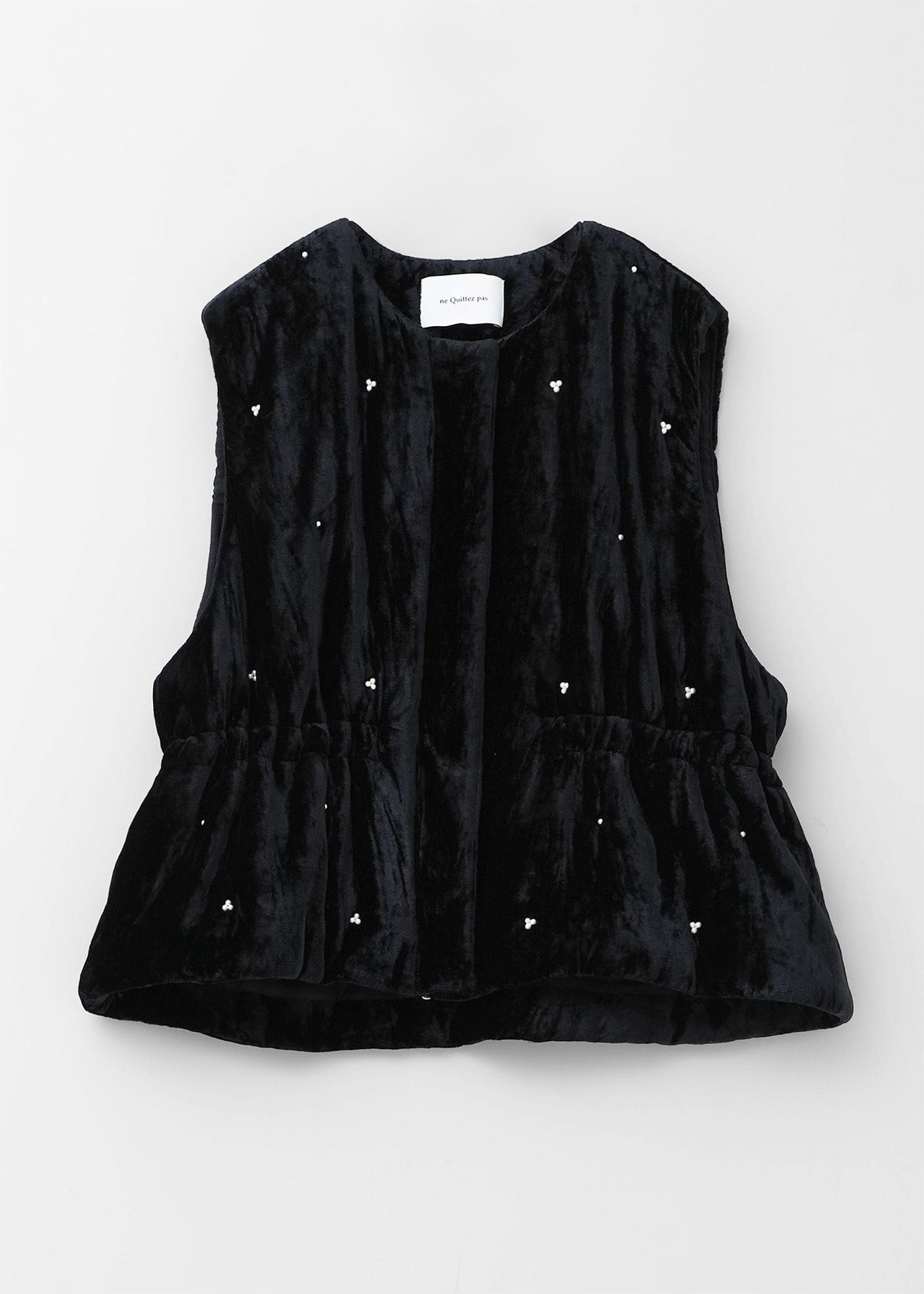 Crushed Velvet Pearl Beads Vest