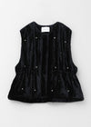 Crushed Velvet Pearl Beads Vest