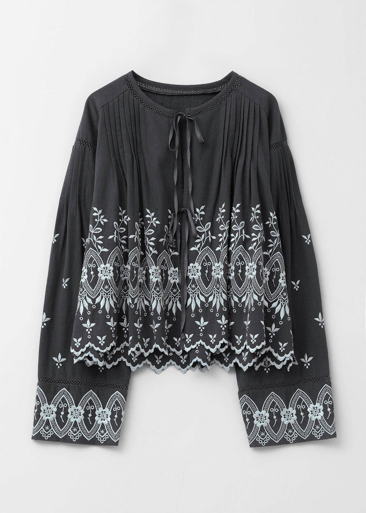 Crimp Cotton Anglaise Embroidery Top