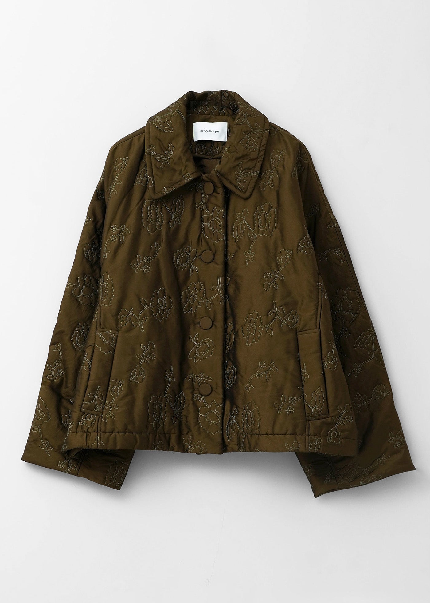 Poly Dupion Flower Embroidery Quilting Jacket