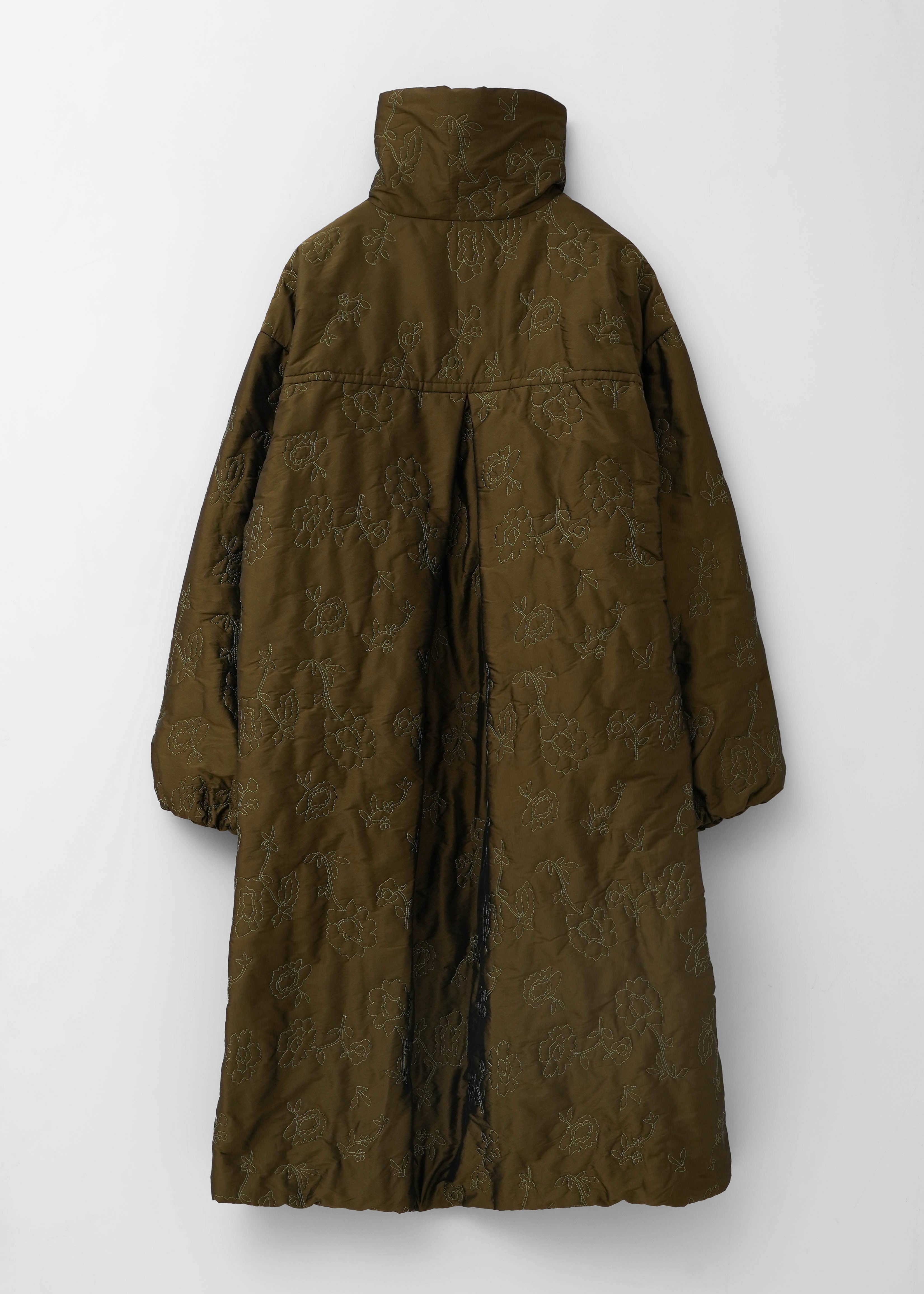 Poly Dupion Flower Embroidery Quilting Coat