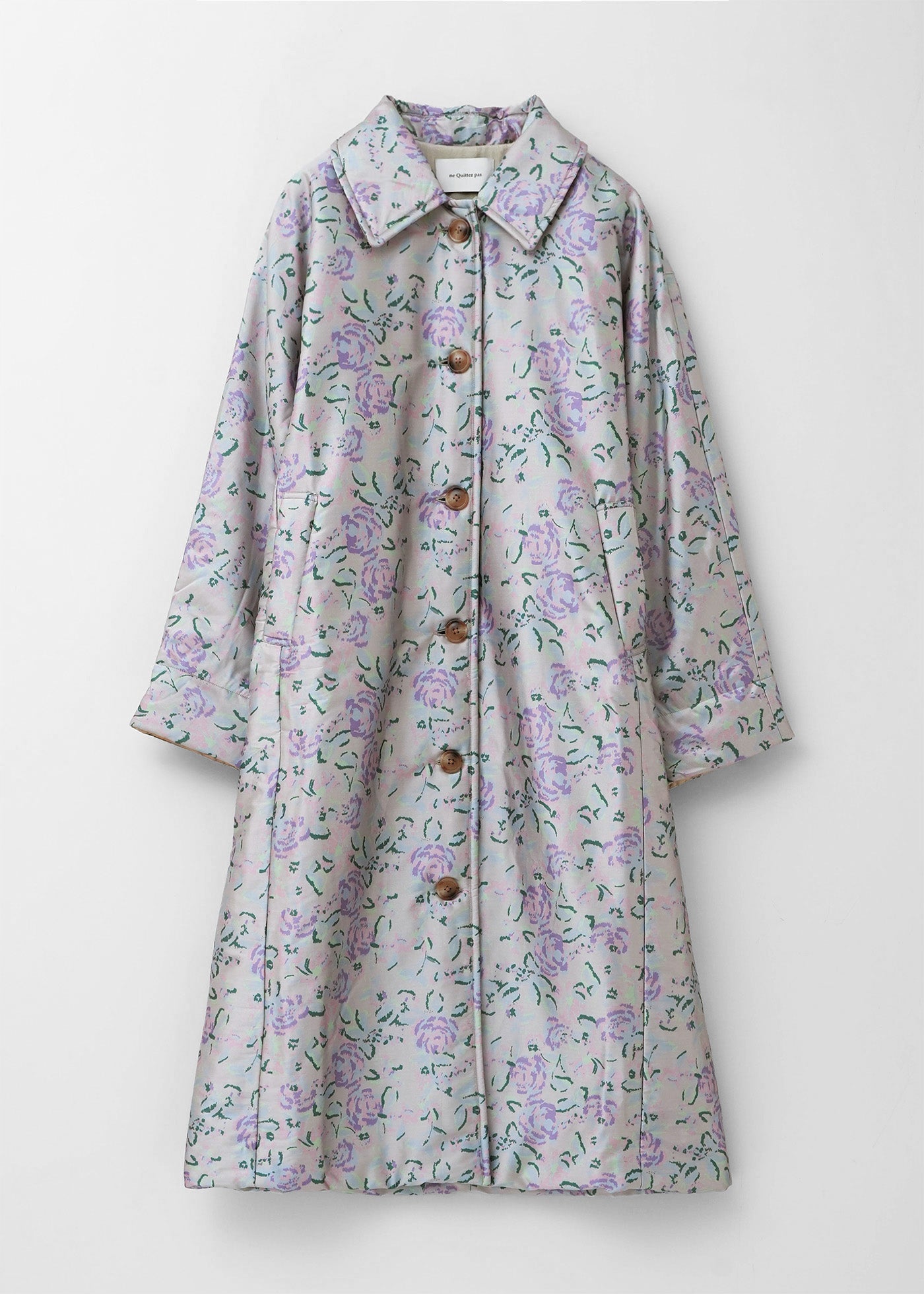 Poly Dupion Flower Print Quilting Coat