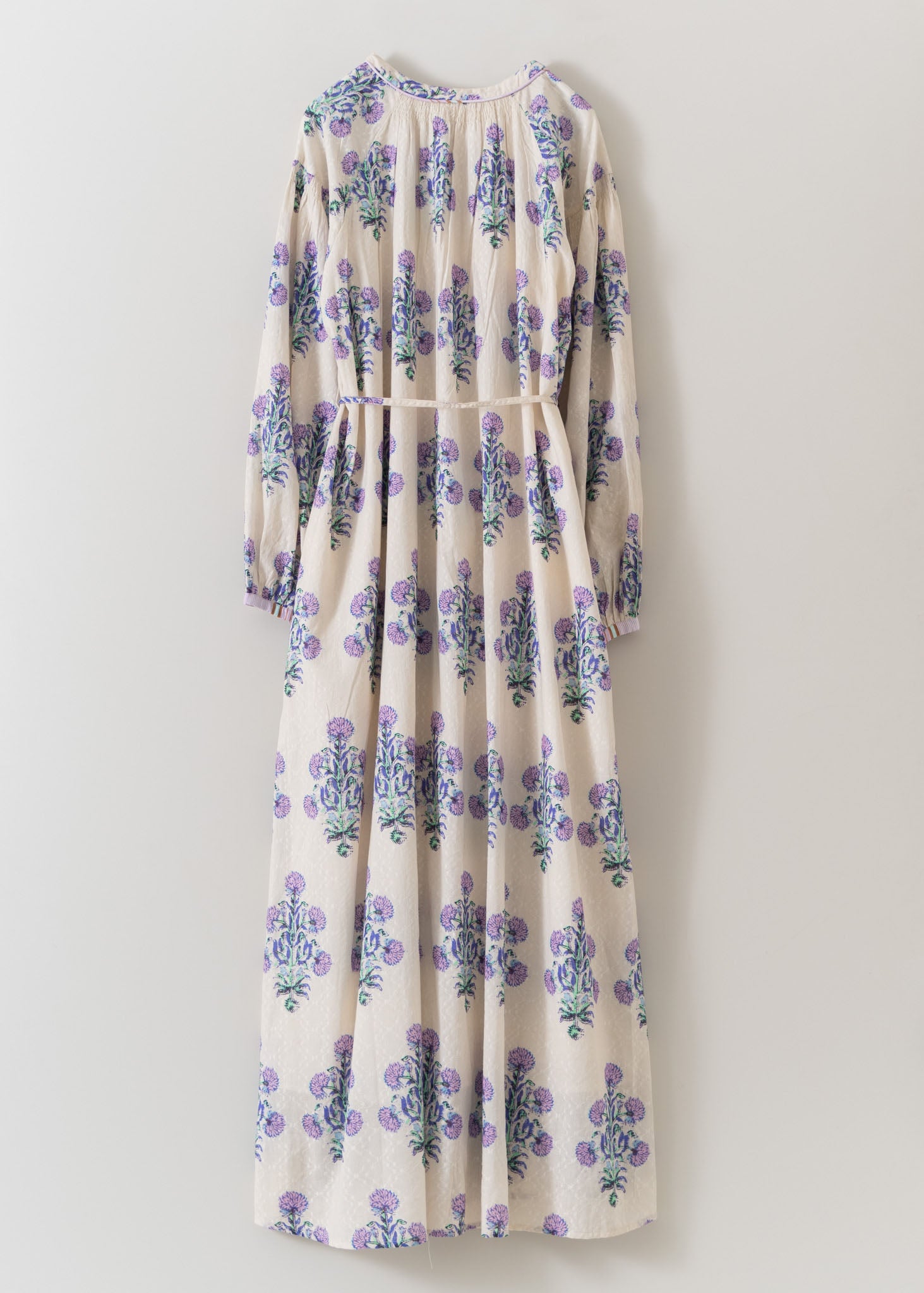 Cotton Jacquard Marigold Print Shirring Dress