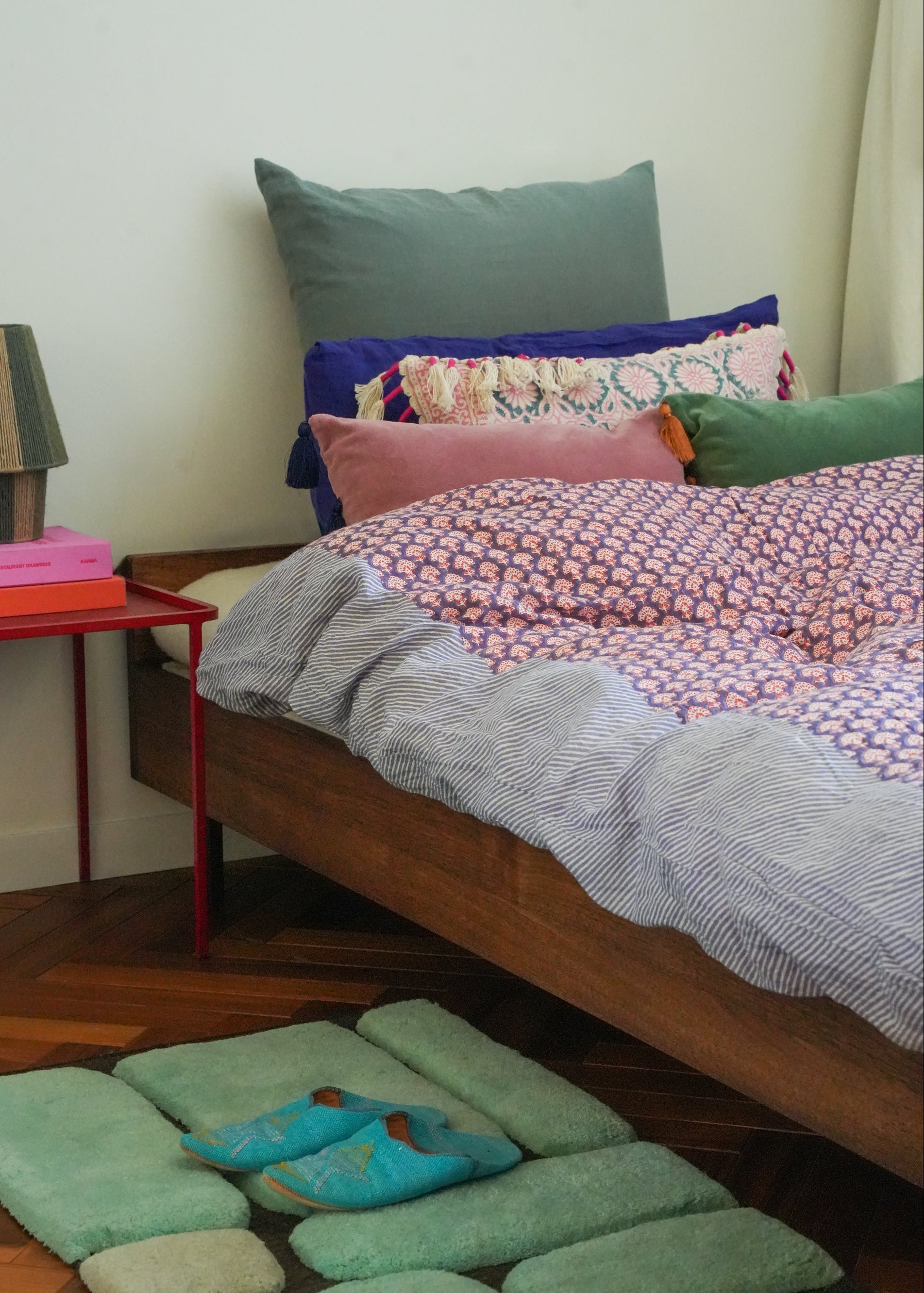 Block Flower Print Cushion Cover