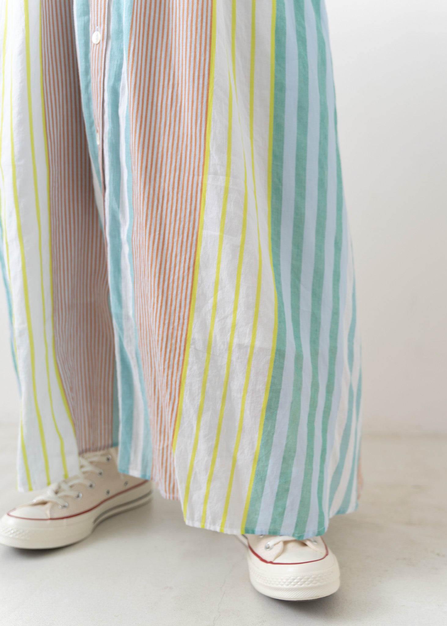 【4月中旬お届け予定】Cotton Voile Stripe Waist Gather Dress