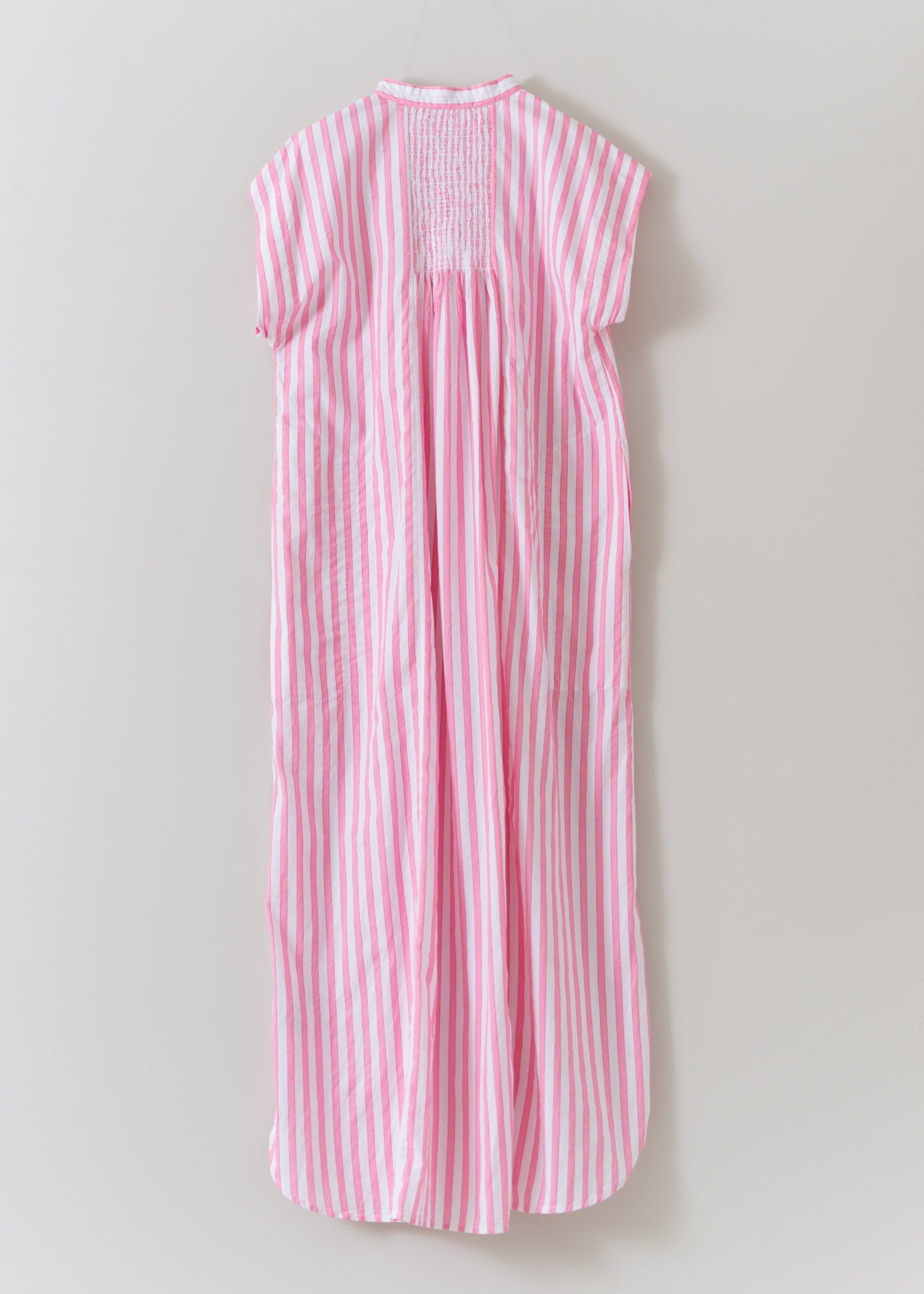 Poplin Stripe Shirring Sleevless Dress