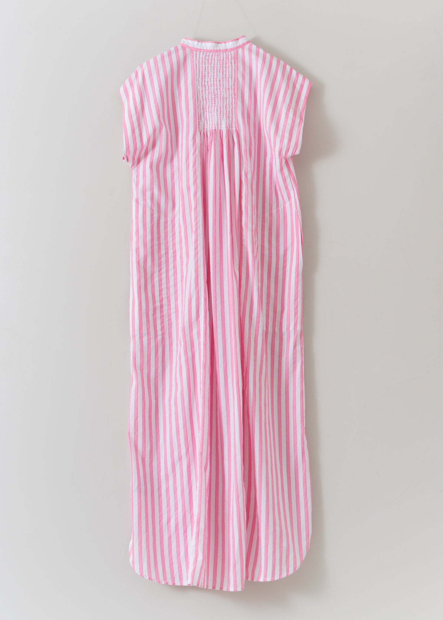 Poplin Stripe Shirring Sleeveless Dress