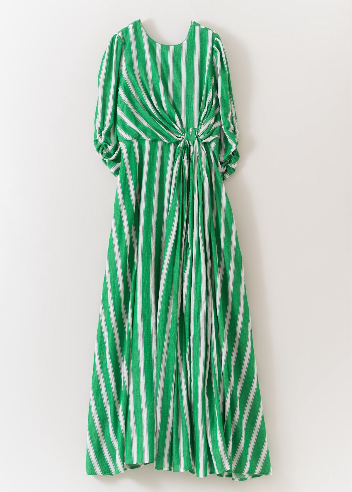 Cotton Voile Stripe Twisted Waist Dress