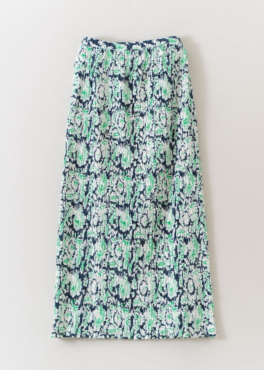 Poplin Botanical Print Shirring Skirt