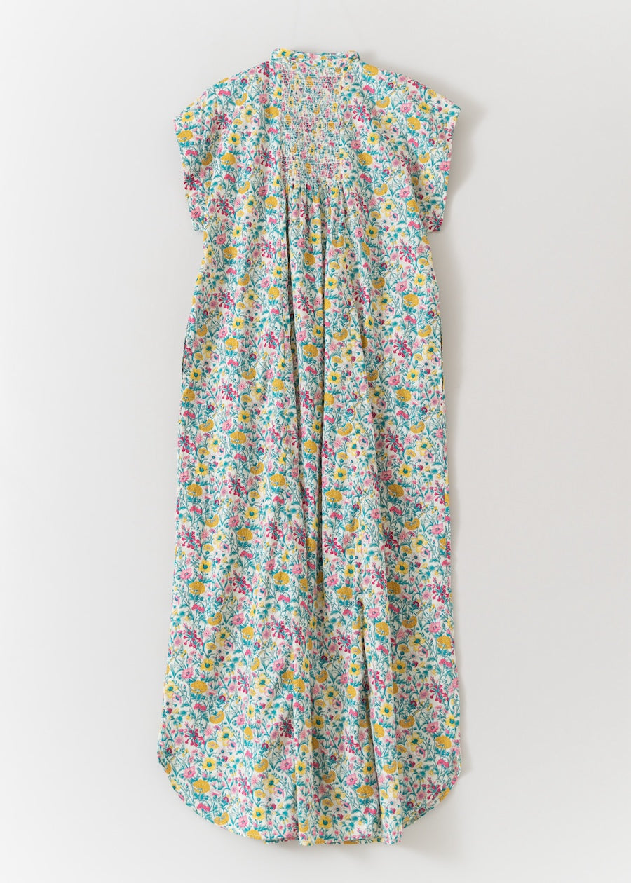 Liberty Print Shirring Sleeveless Dress