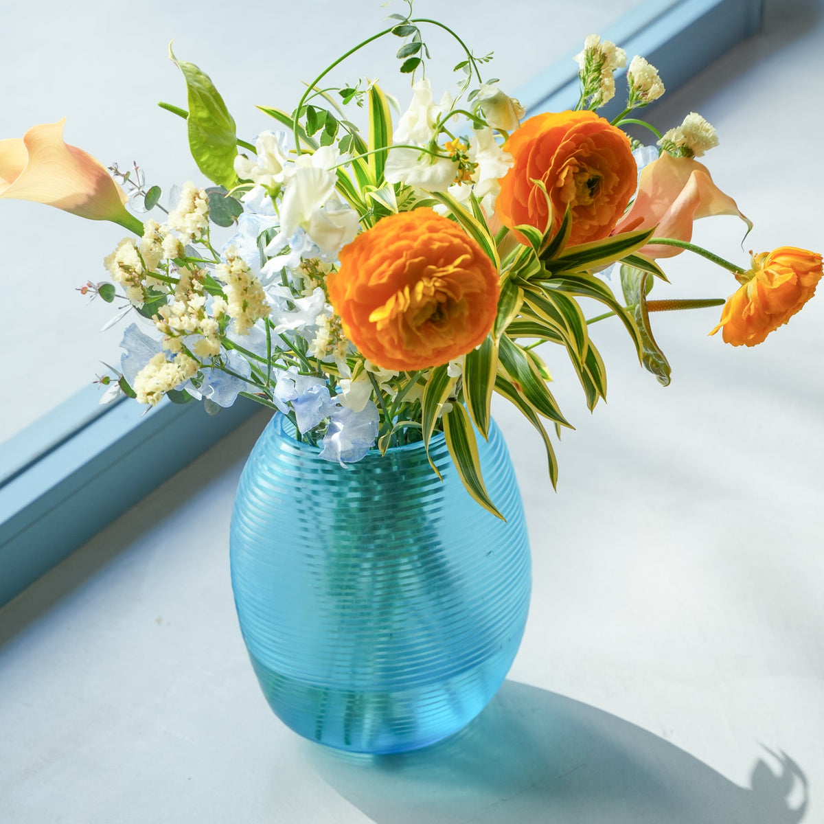 Hand Made Glass Flower Vase Turquoise | Pasand by ne Quittez pas 