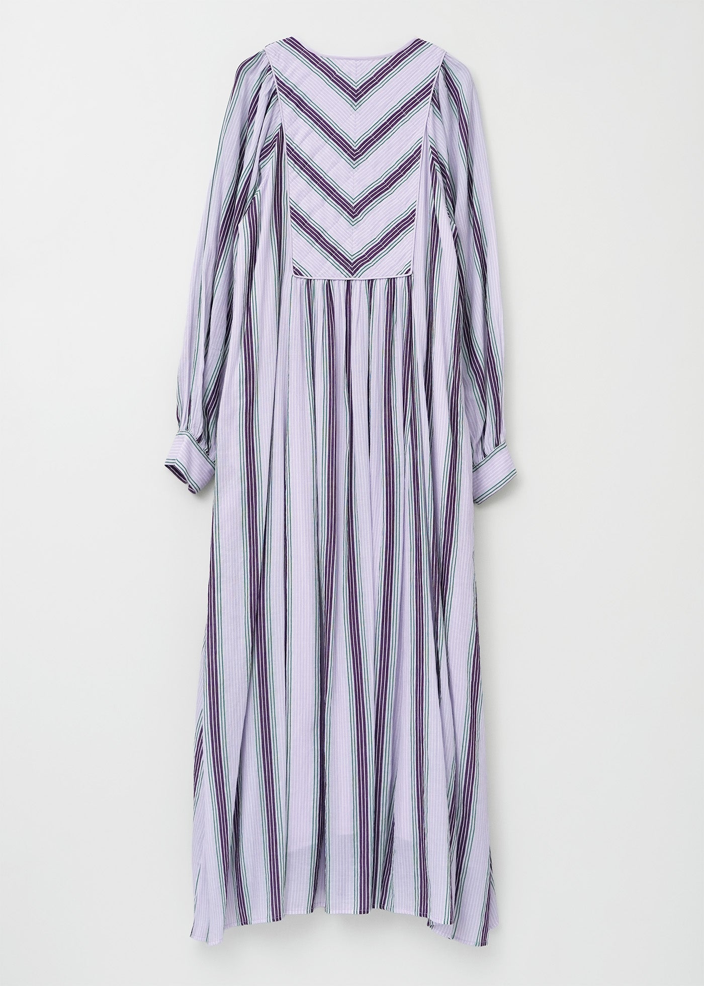 Cotton Voile Stripe Gather Dress