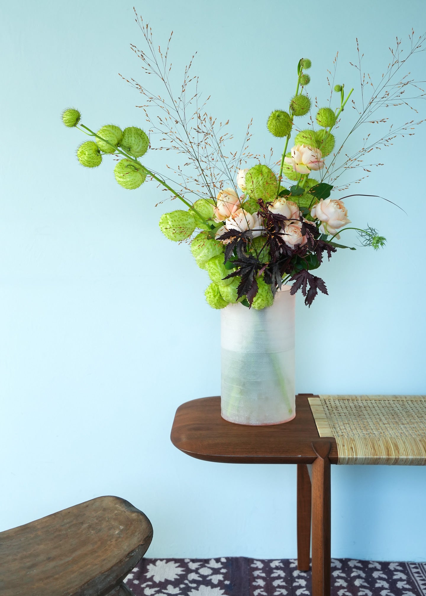Hand Made Glass Flower Vase Pink