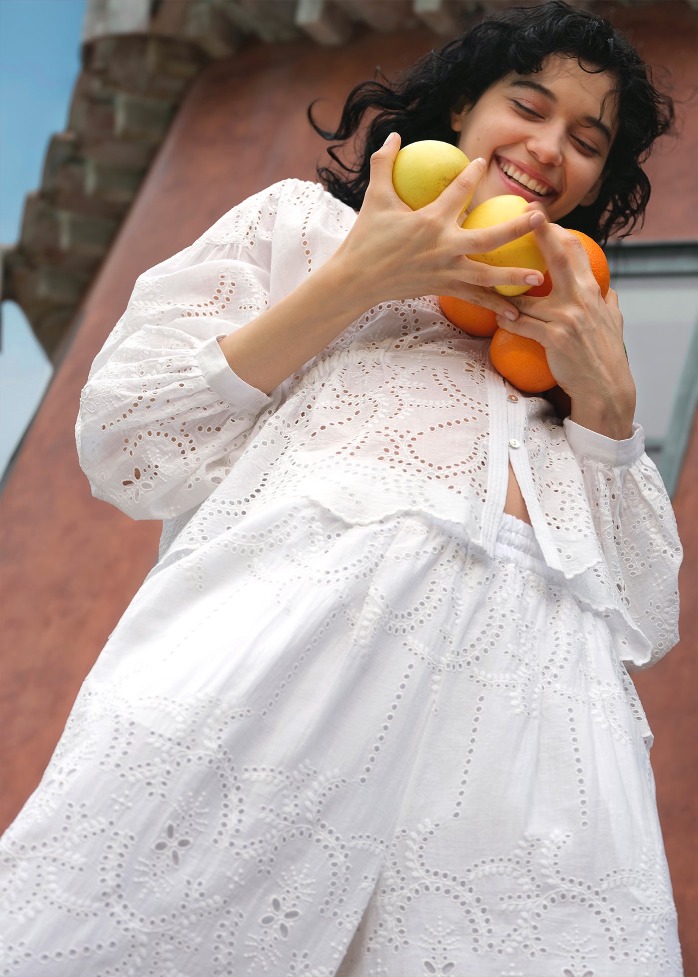 Cotton Voile Lupine Cifre Gather Blouse