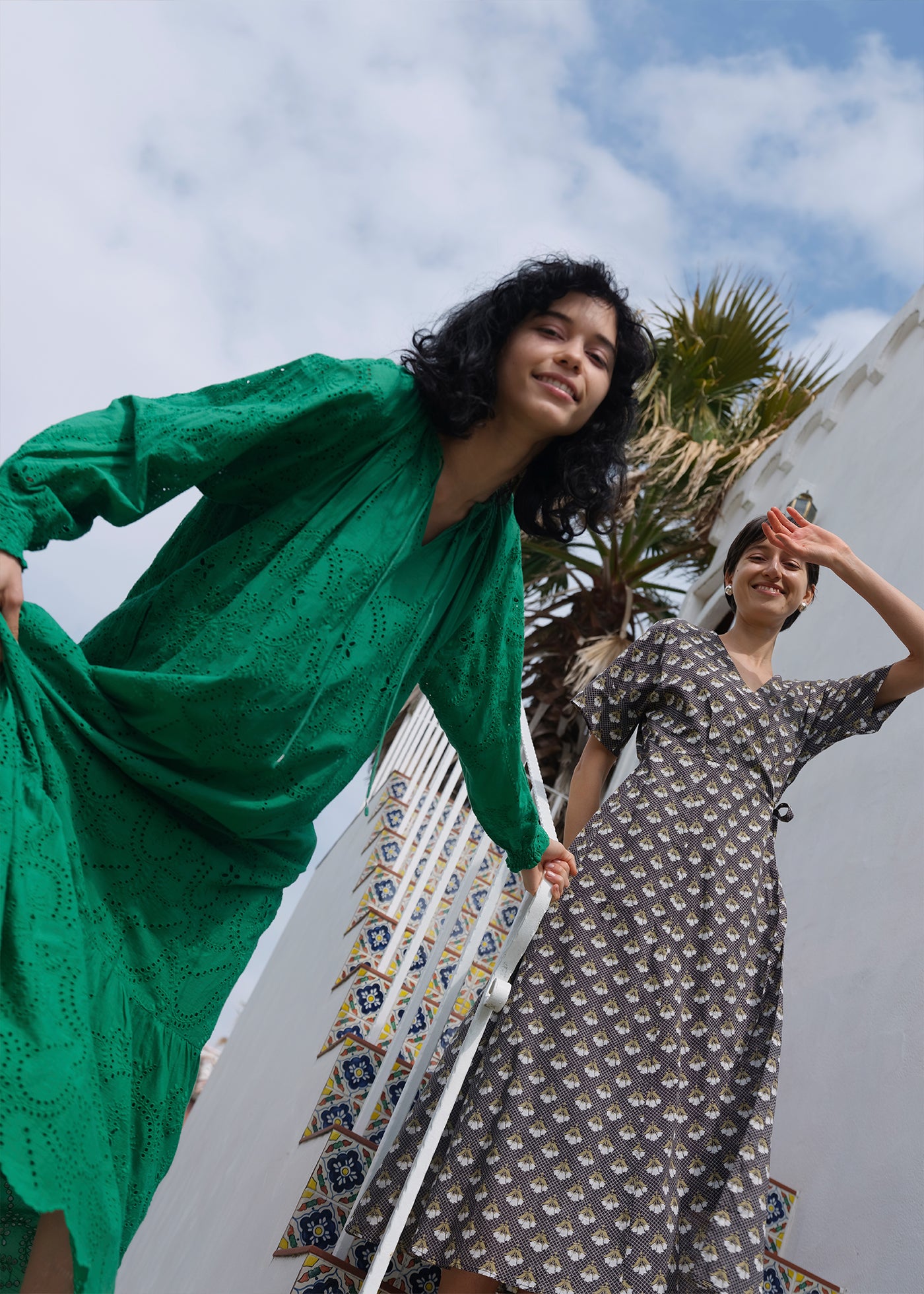 Cotton Voile Lupine Cifre Long Sleeve Dress