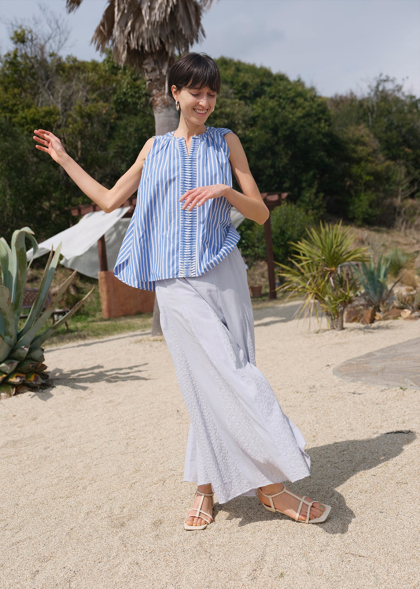 Cotton Voile Flare Pants