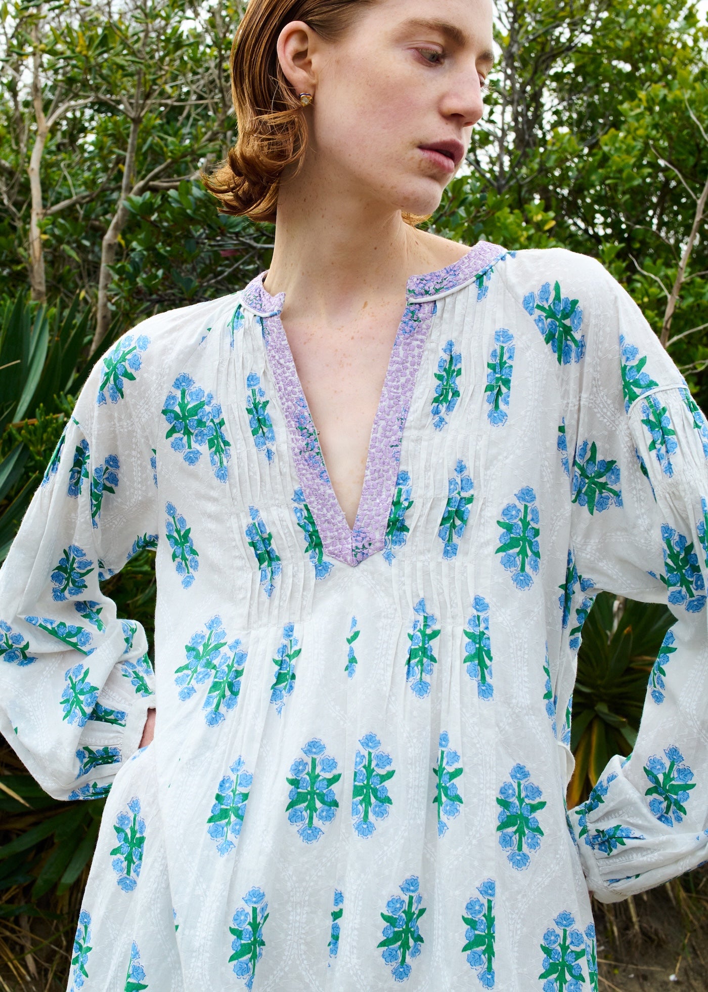 1/14 10時発売】Cotton Jacquard Iberis Print Pintuck Dress | Pasand