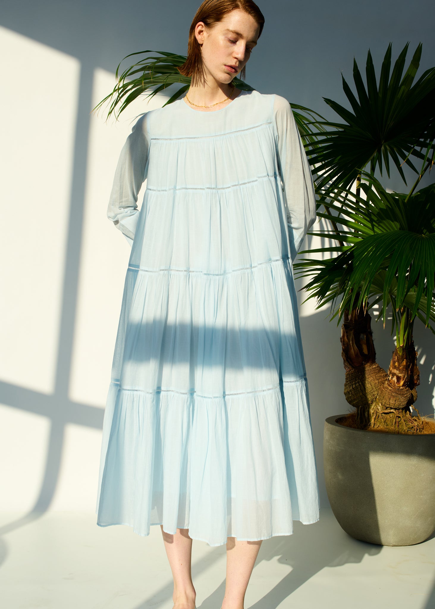 Cotton Voile Tiered Maxi Dress