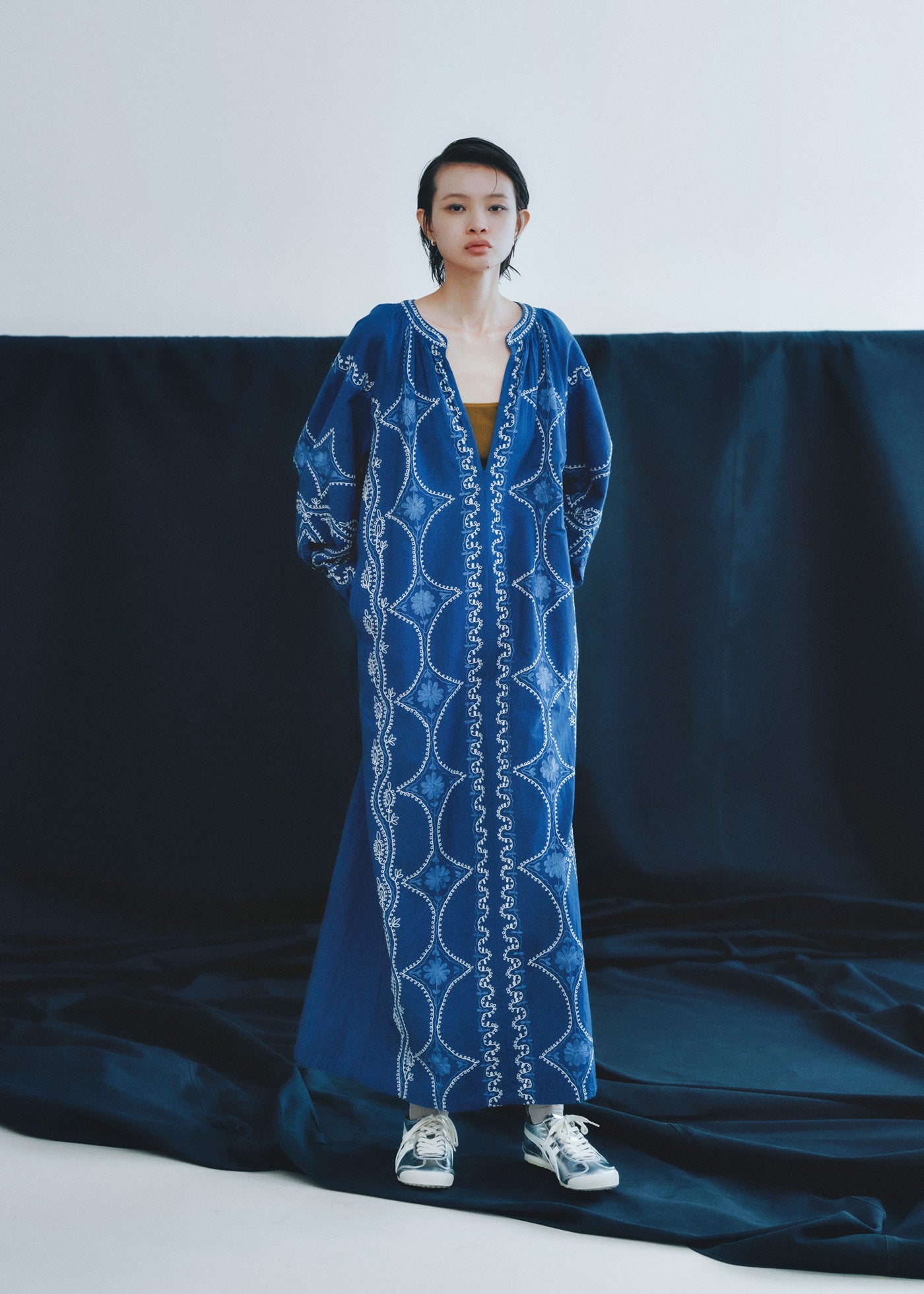 Cotton Linen Diamond Aari Embroidery Dress | Pasand by ne Quittez