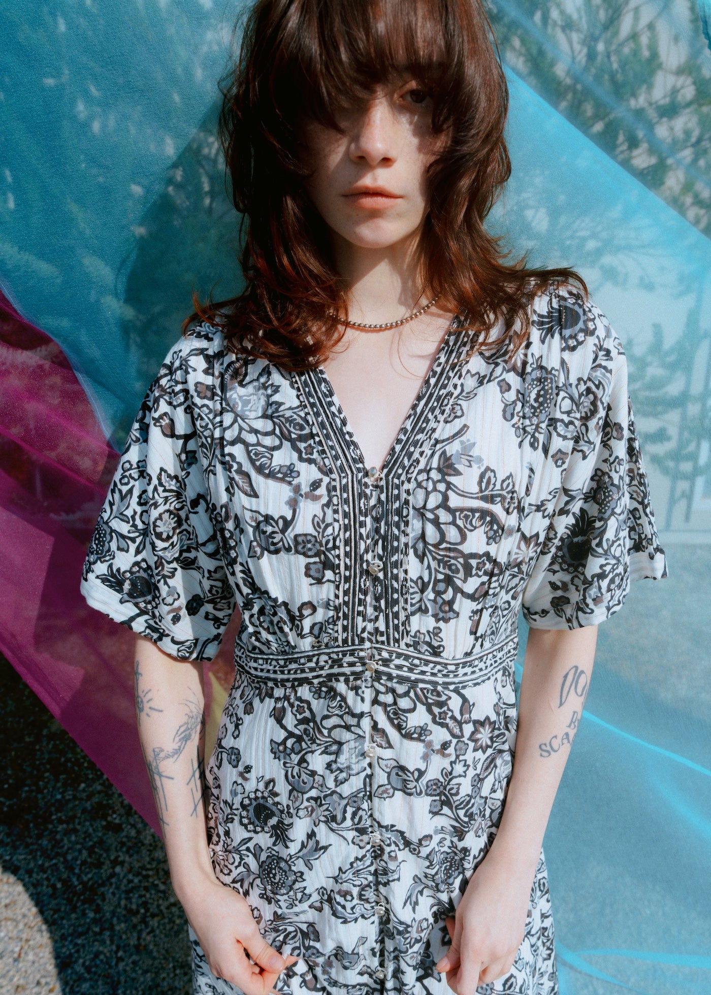 Paisley Flower Print Tuck Dress