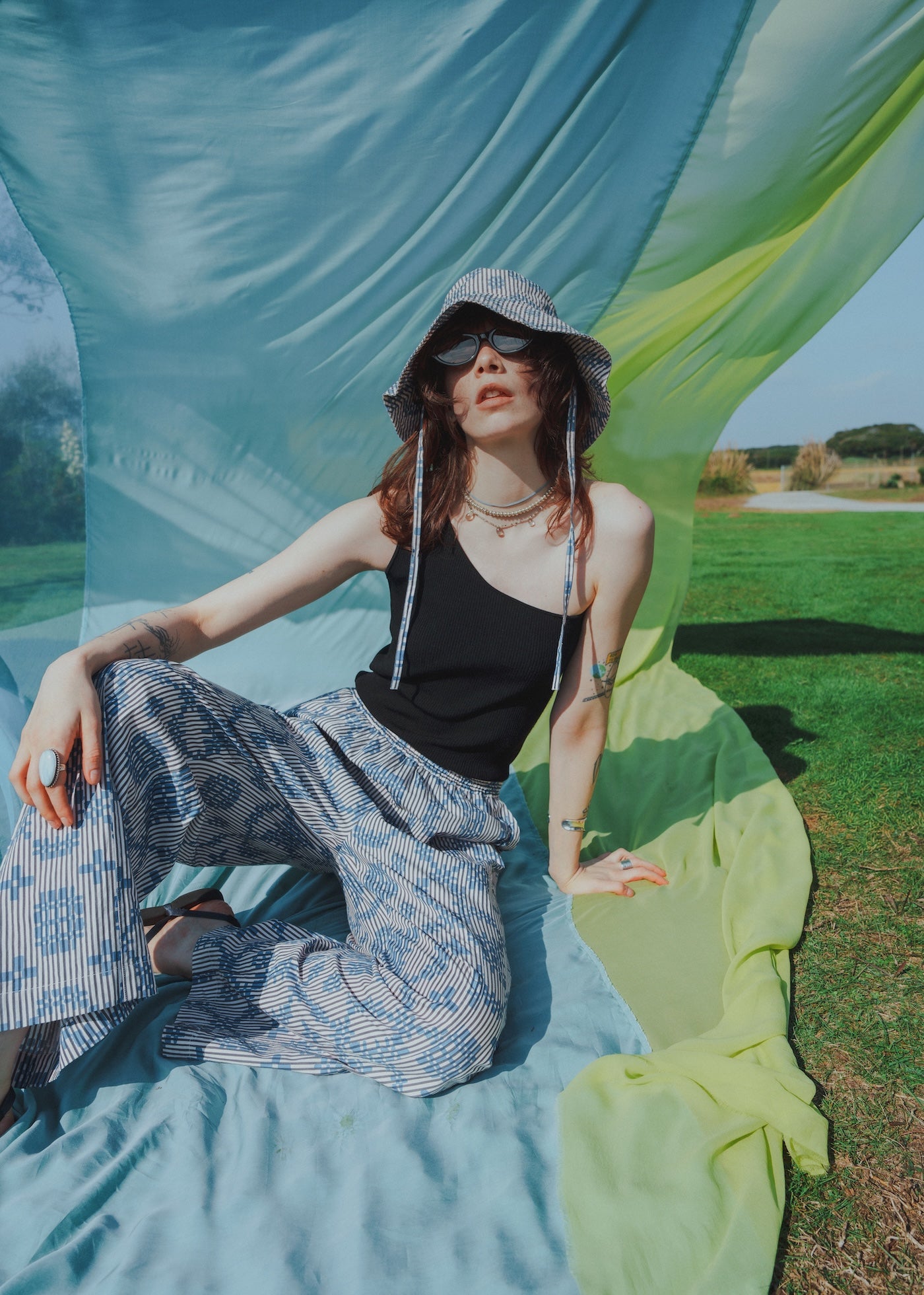 Cotton Flower Signal Print Hat