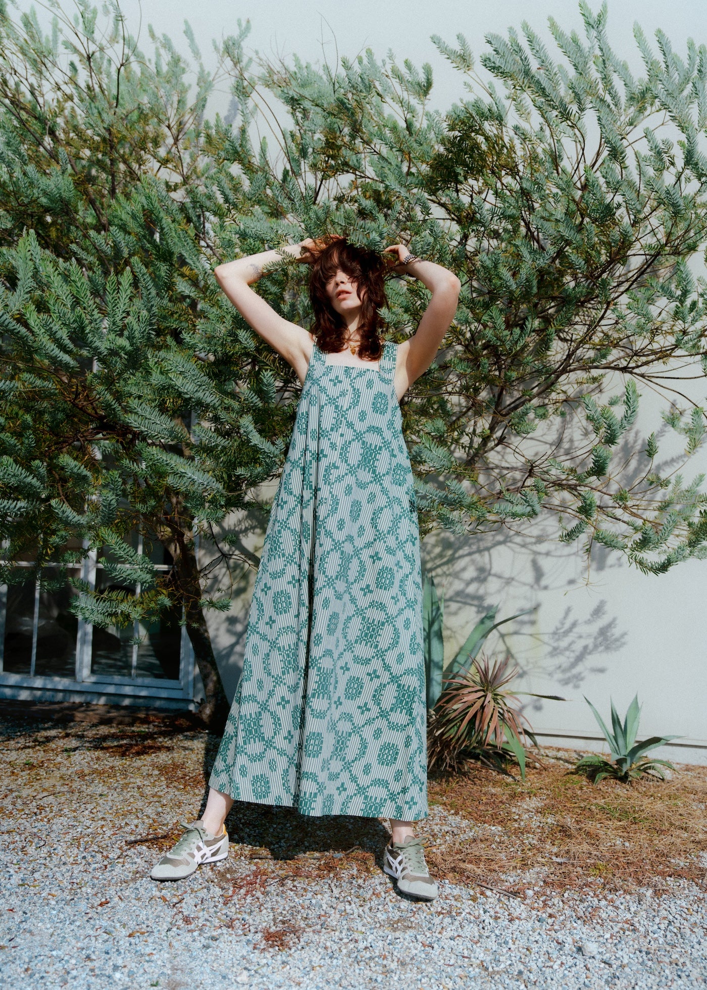 Cotton Flower Signal Print Sleeveless Dress