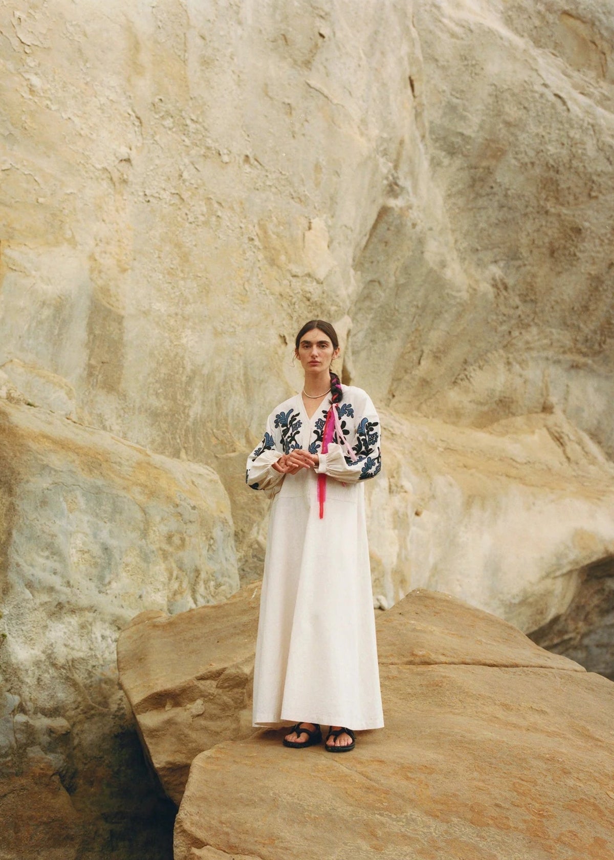 Cotton Linen Patchwork Embroidery Dress