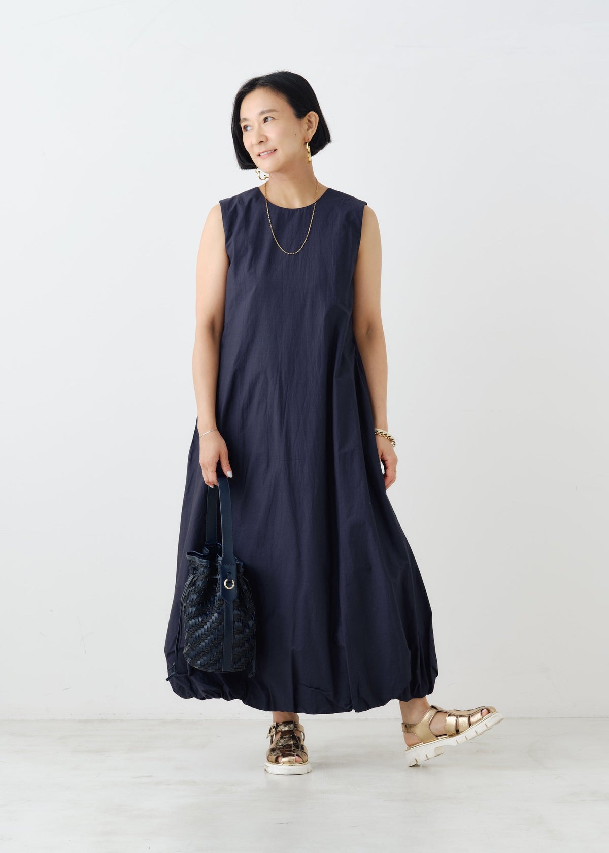 Leather Raffia Bucket Bag