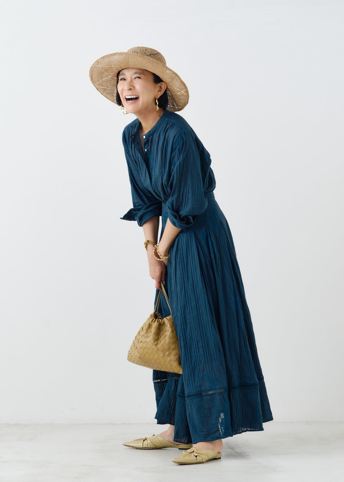 Cotton Dobby Ivy Flower Embroidery Skirt