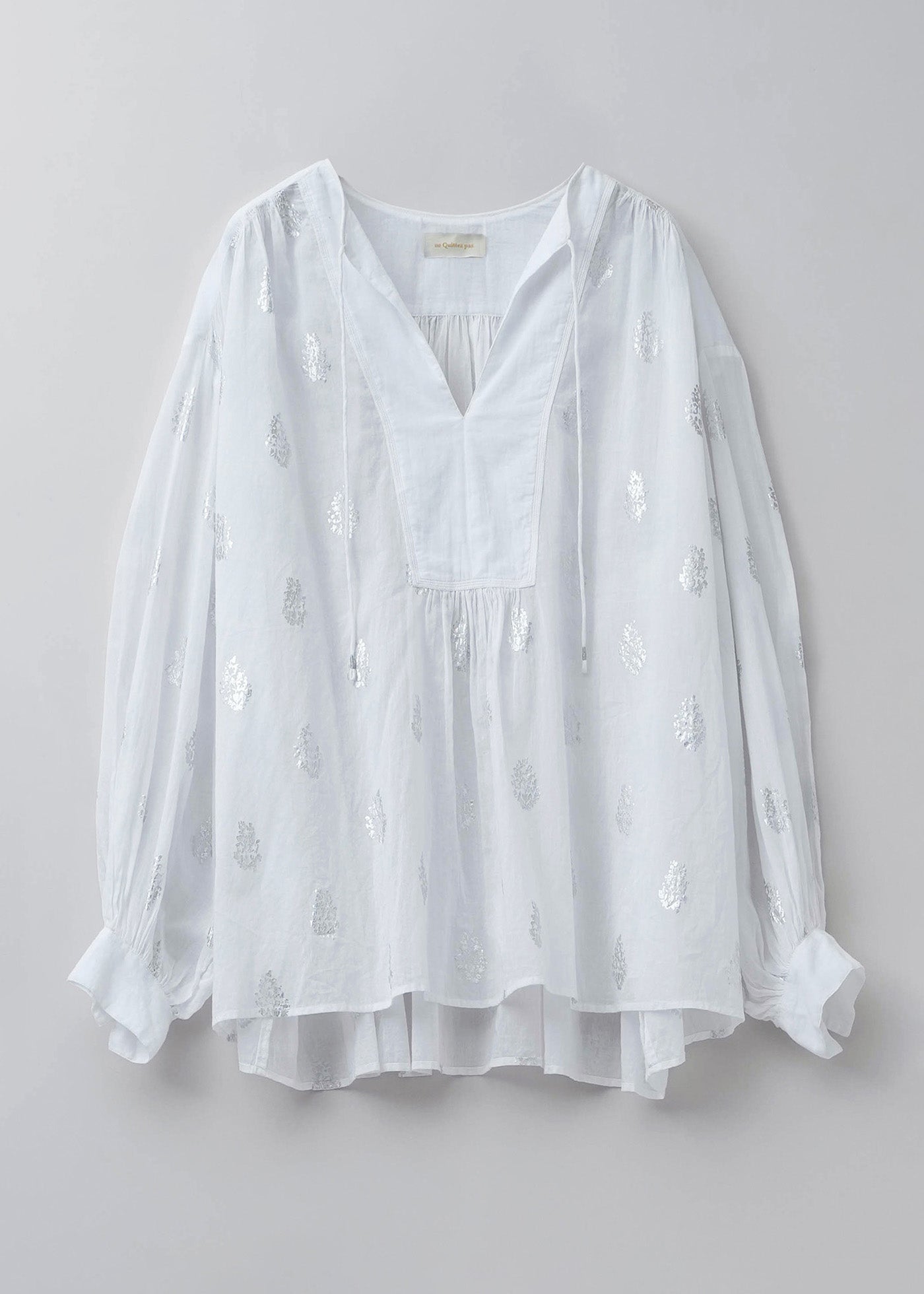 【2/4 10時発売】Cotton Voile Foil Flower Print Gather Blouse