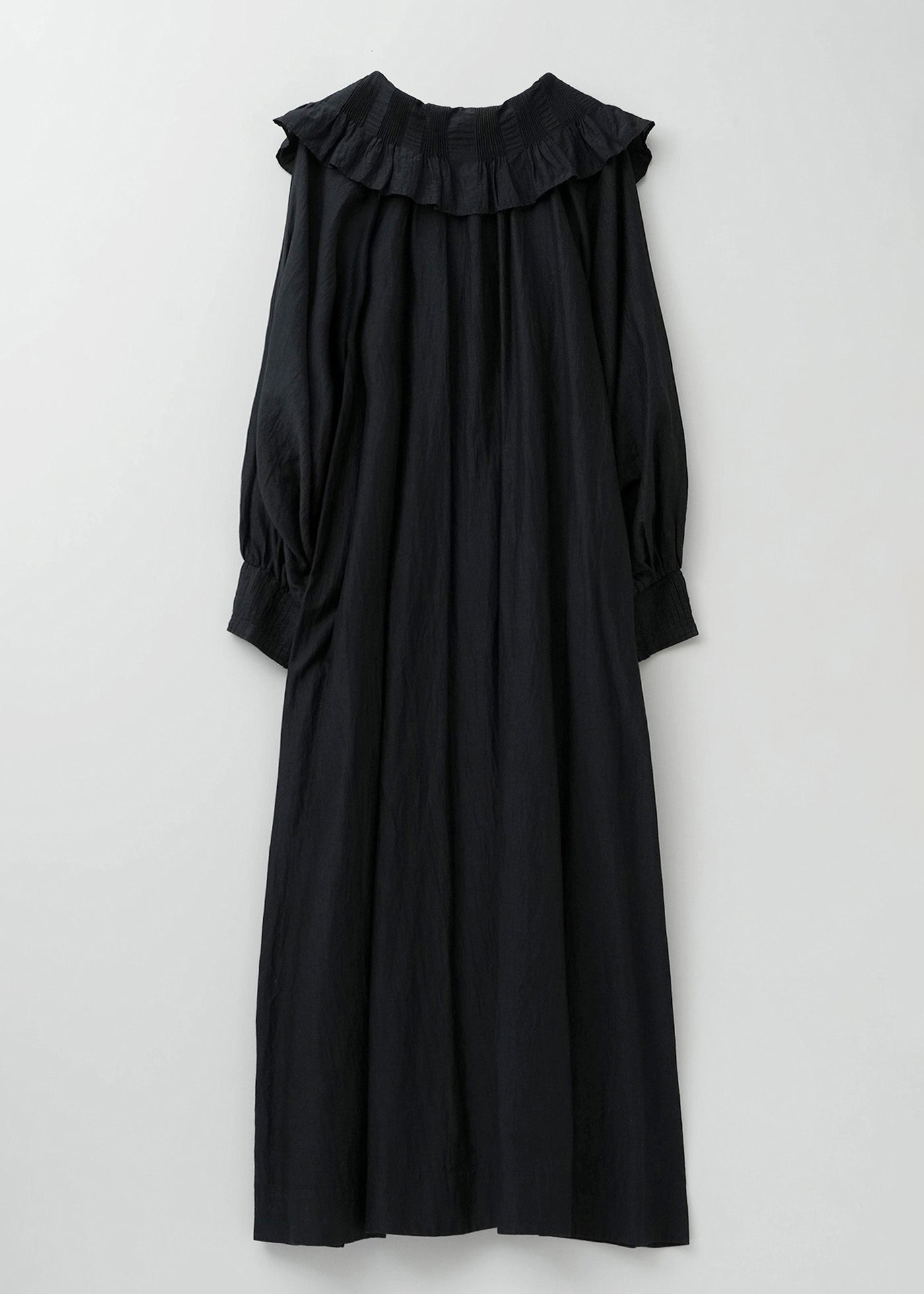 Cotton Silk Pintuck Collar Dress