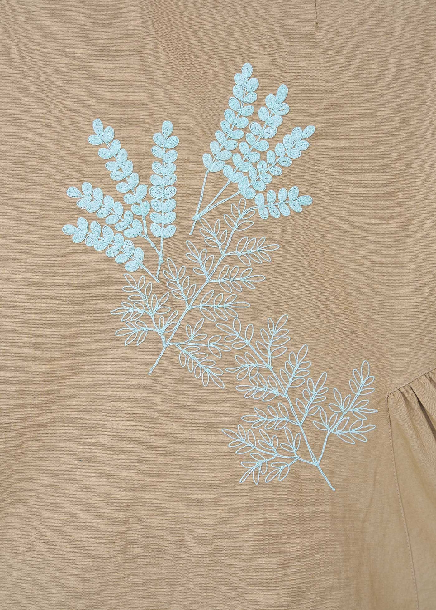 Cotton Linen Plants Embroidery Sleeeless Top