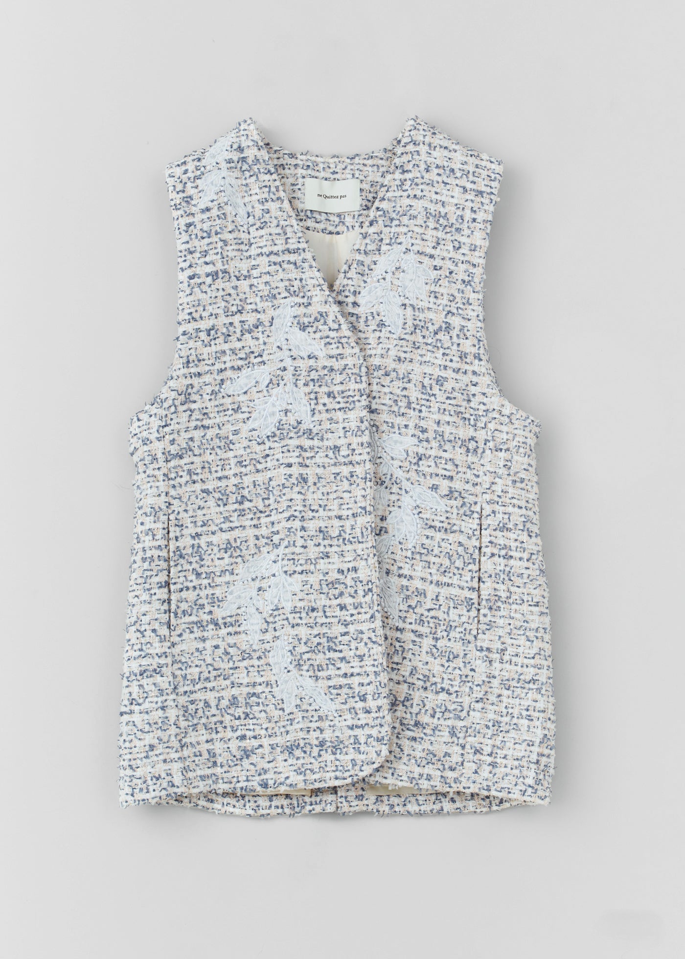 Boucle Tweed Patch Embroidery Gilet