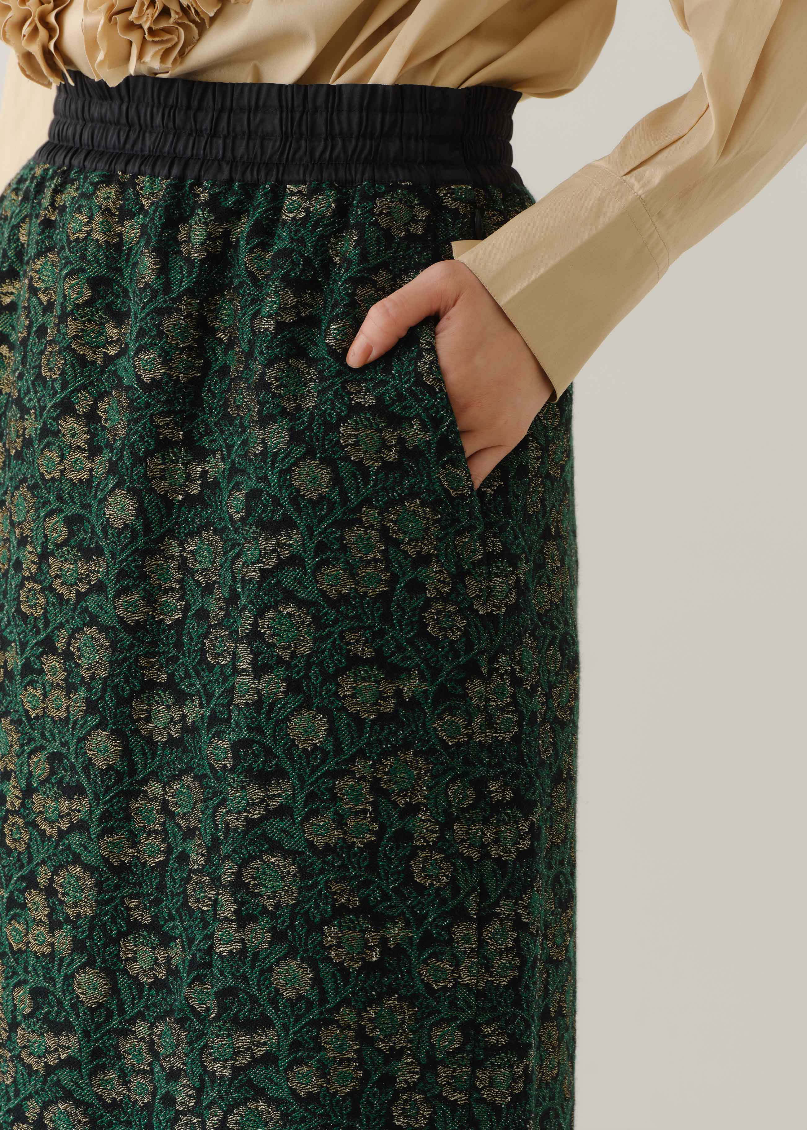 【10月中旬お届け予定】Wool Lurex Flower Jacquard Skirt