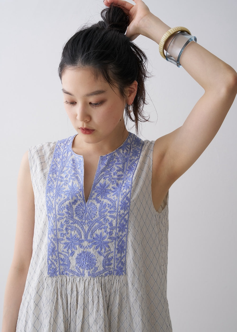 Dia Check Print Embroidery Dress | Pasand by ne Quittez pas 