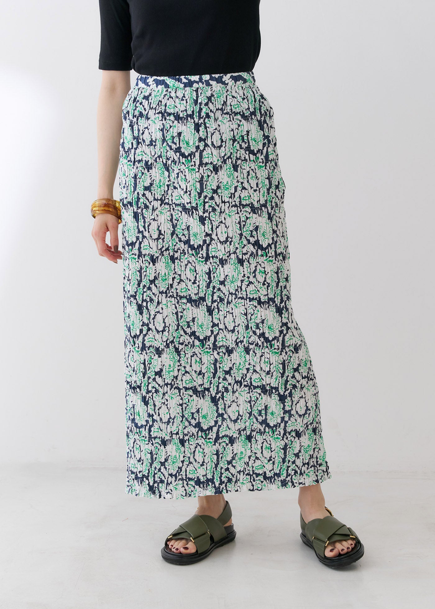 Poplin Botanical Print Shirring Skirt | Pasand by ne Quittez pas 