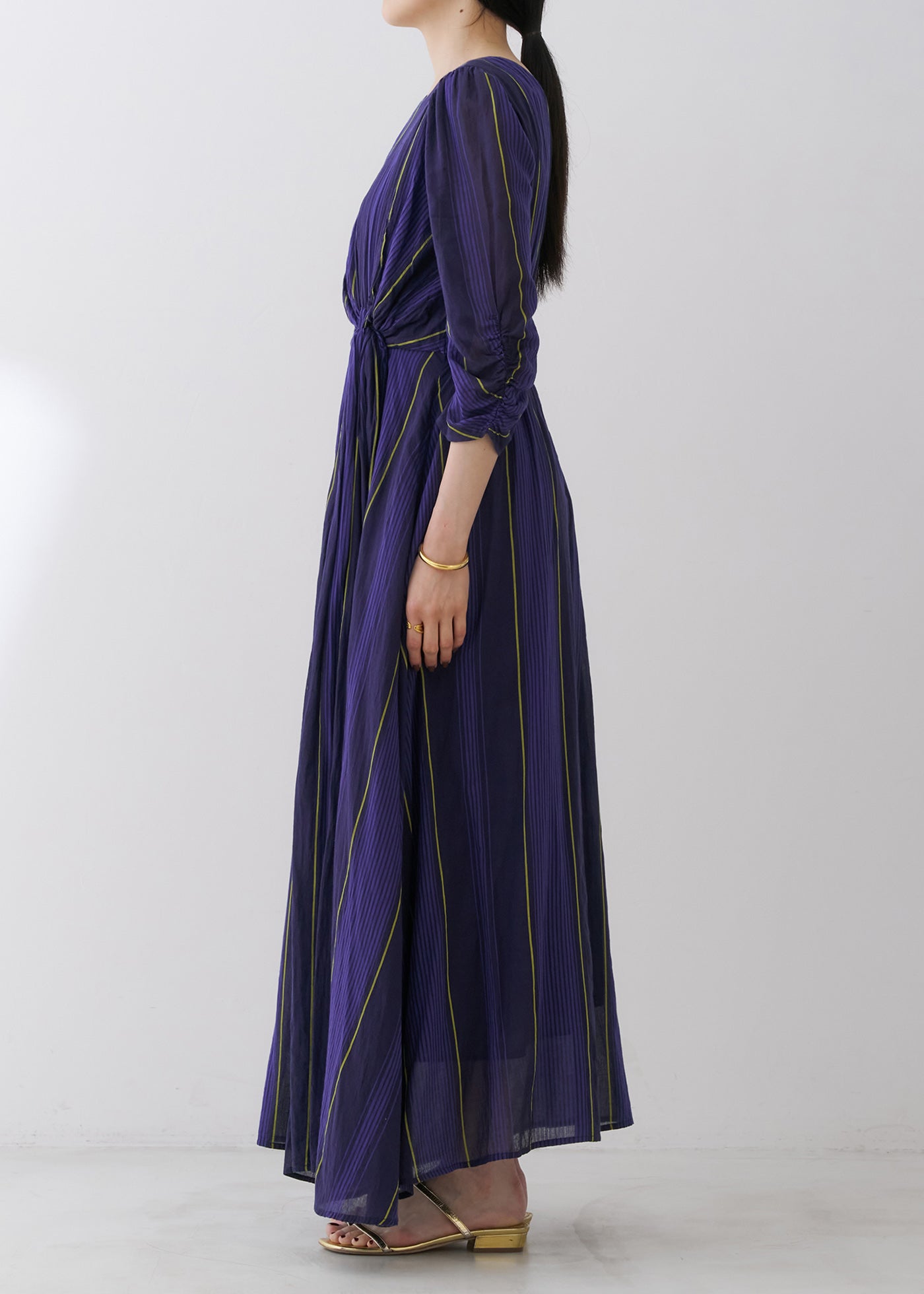 Cotton Voile Stripe Twisted Waist Dress | Pasand by ne Quittez pas | パサンドバイ ヌキテパ