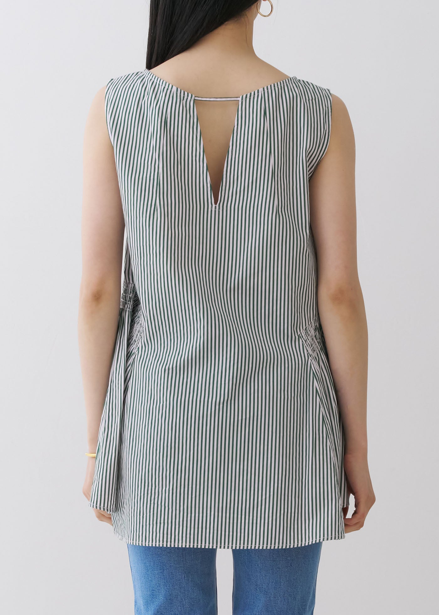 Poplin Stripe Sleeveless Top | Pasand by ne Quittez pas | パサンドバイヌキテパ