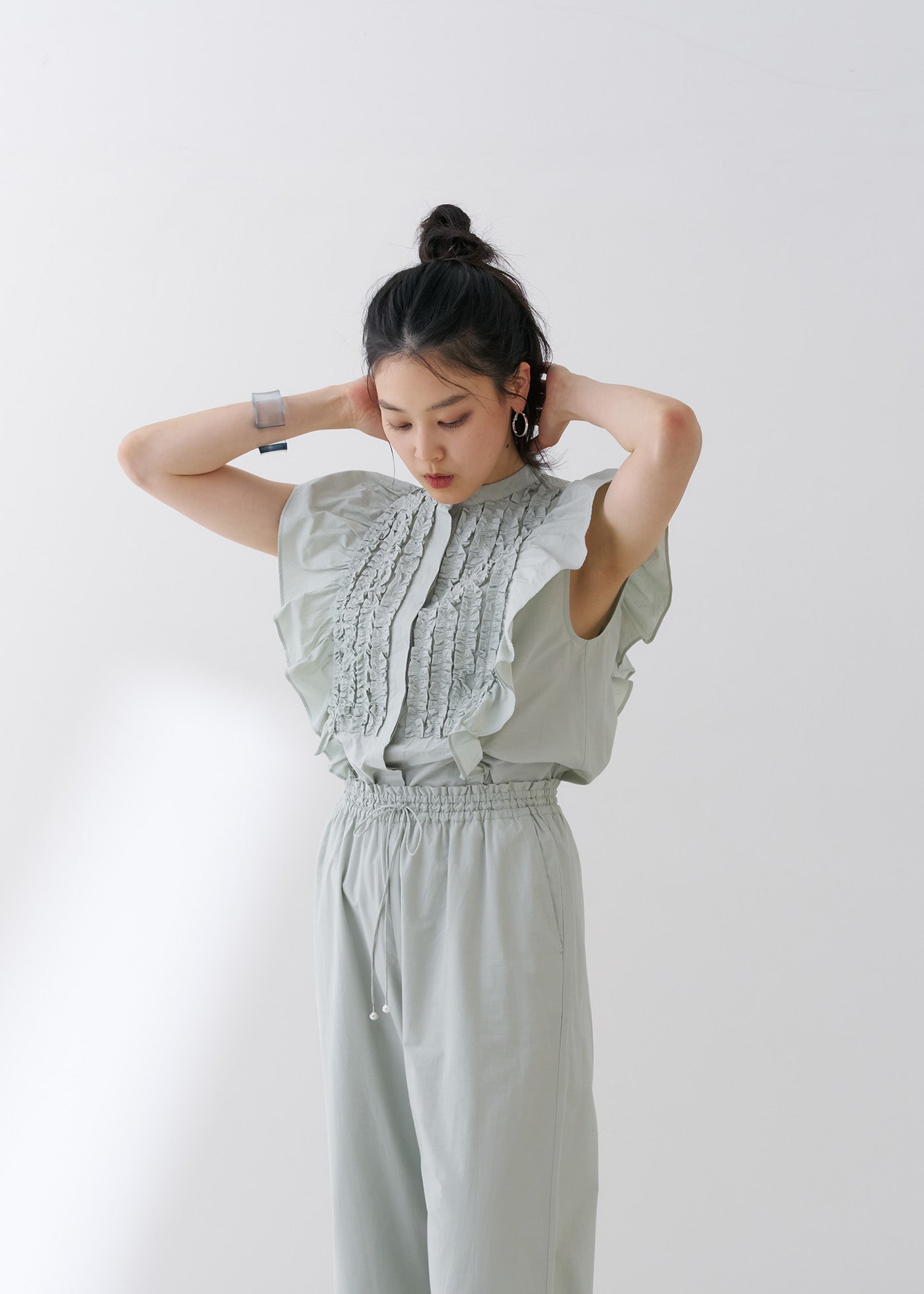 Cotton Poplin Frill Sleeve Blouse | Pasand by ne Quittez pas | パサンドバイヌキテパ