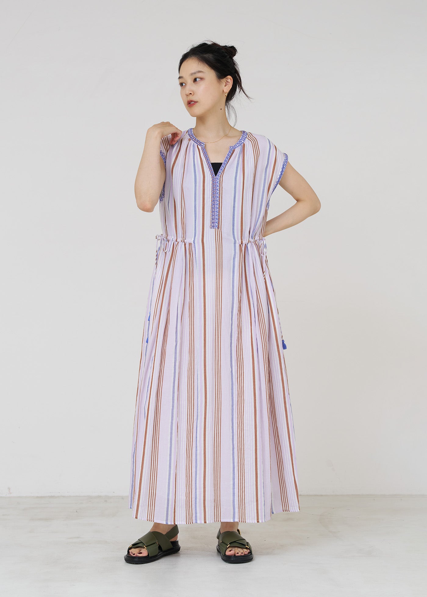 ne Quittez pas/COTTON VOILE STRIPE DRESS