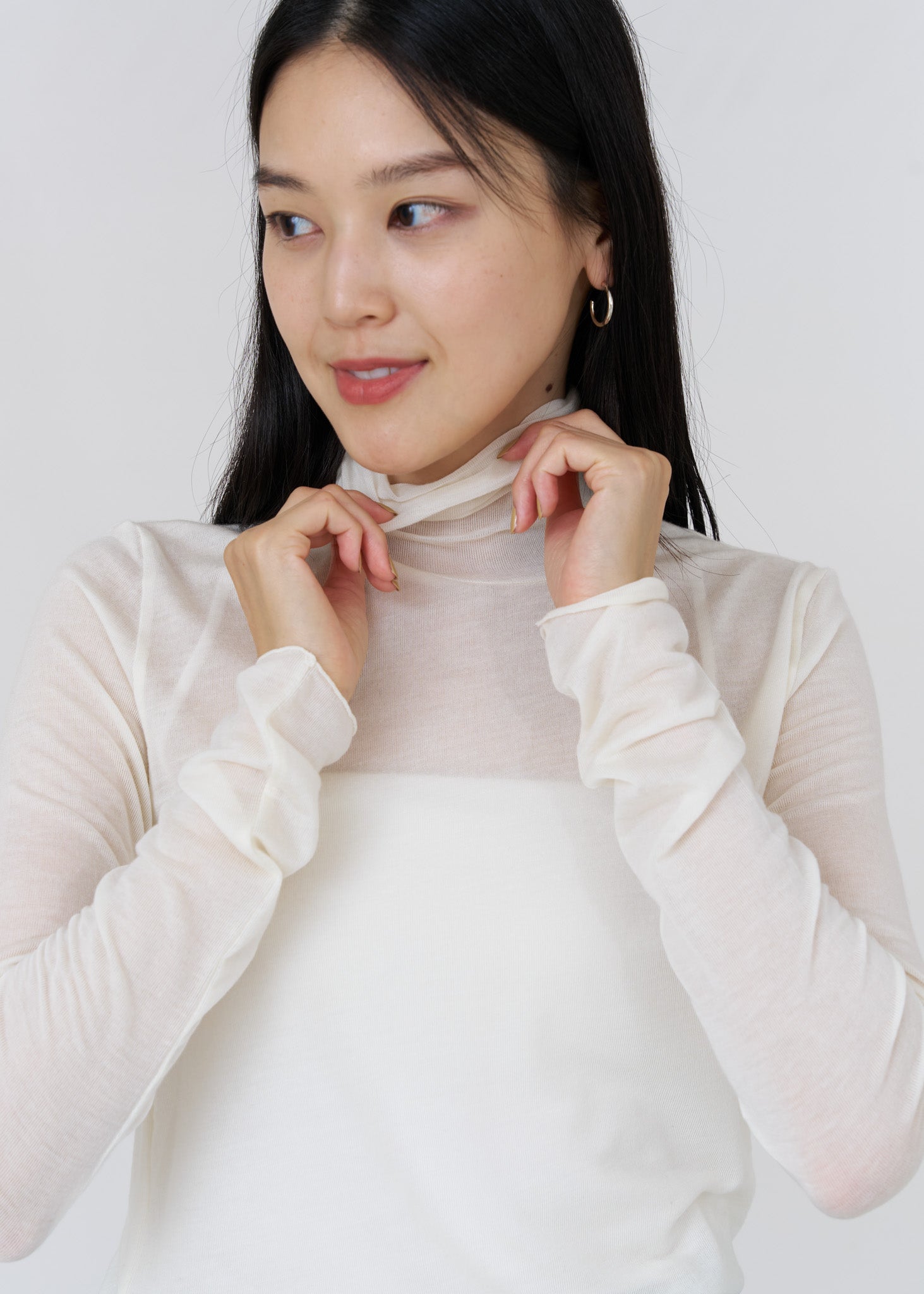 Sheer Tencel Cashmere Turtle Neck | Pasand by ne Quittez pas | パサンドバイヌキテパ