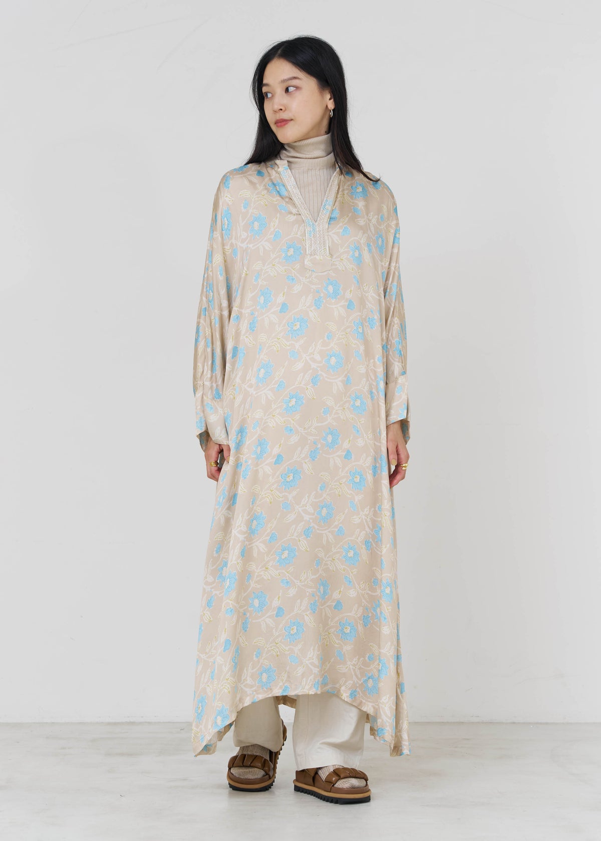 Modal Satin Clematis Print Kurta Dress
