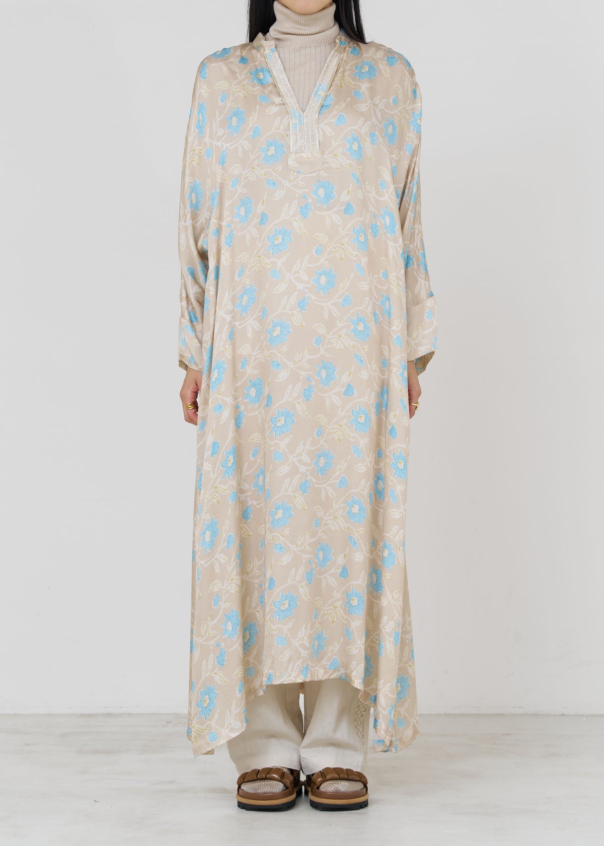 Modal Satin Clematis Print Kurta Dress